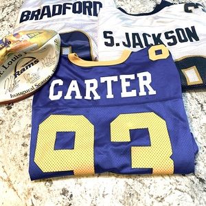 Rams Jerseys- Bradford(L) -SJackson(L)- Carter(XL)